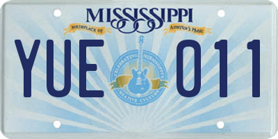 MS license plate YUE011