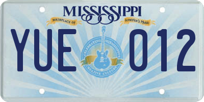 MS license plate YUE012