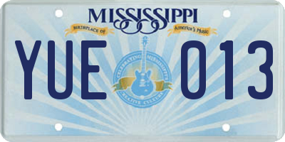 MS license plate YUE013