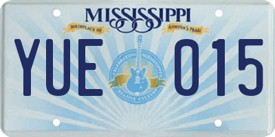 MS license plate YUE015
