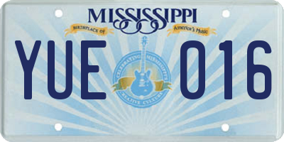 MS license plate YUE016