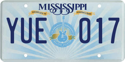 MS license plate YUE017