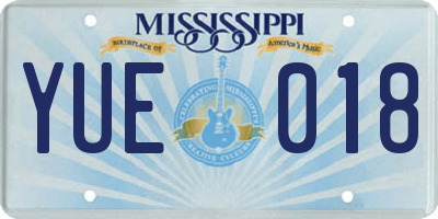 MS license plate YUE018