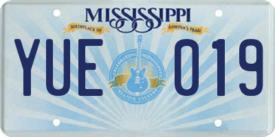 MS license plate YUE019