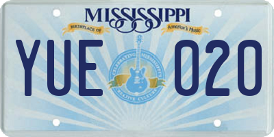 MS license plate YUE020