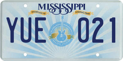 MS license plate YUE021