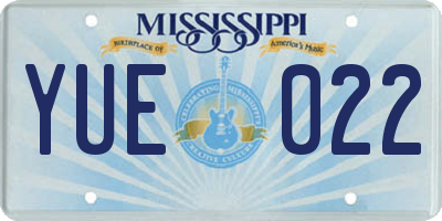 MS license plate YUE022