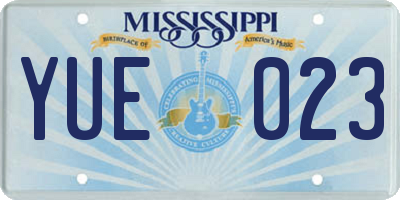 MS license plate YUE023