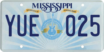 MS license plate YUE025