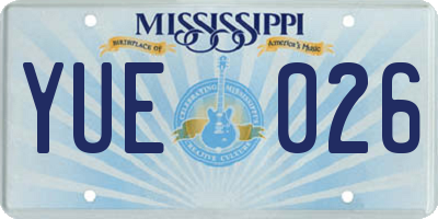 MS license plate YUE026