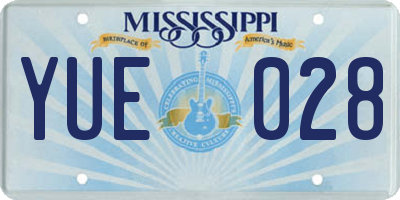 MS license plate YUE028