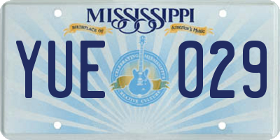 MS license plate YUE029