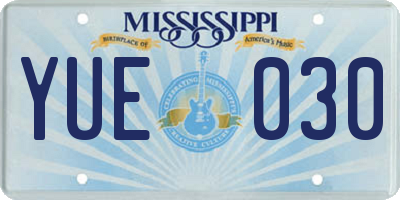 MS license plate YUE030
