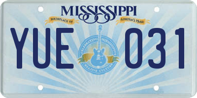 MS license plate YUE031