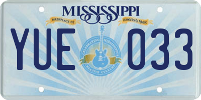 MS license plate YUE033