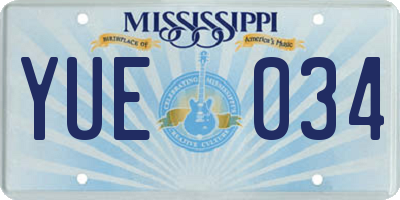 MS license plate YUE034