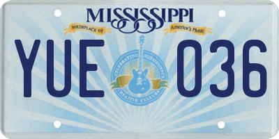 MS license plate YUE036