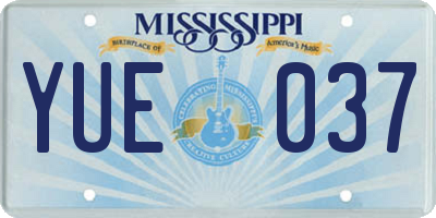 MS license plate YUE037