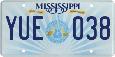 MS license plate YUE038