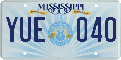 MS license plate YUE040