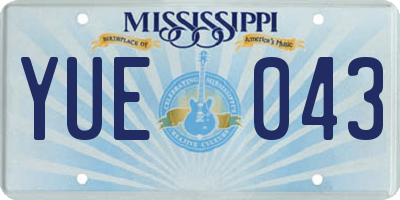 MS license plate YUE043