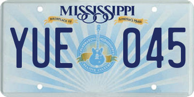MS license plate YUE045