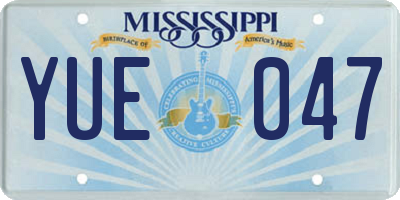 MS license plate YUE047