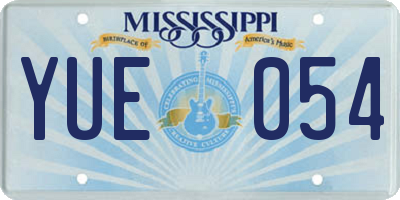 MS license plate YUE054