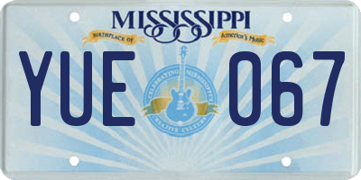 MS license plate YUE067