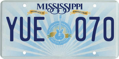 MS license plate YUE070