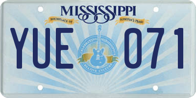 MS license plate YUE071