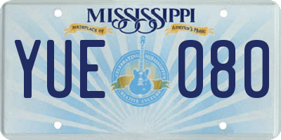 MS license plate YUE080
