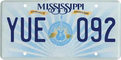 MS license plate YUE092
