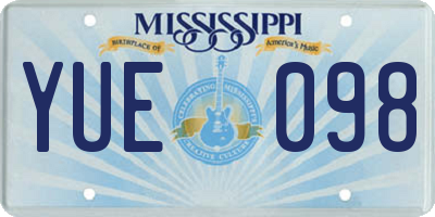 MS license plate YUE098