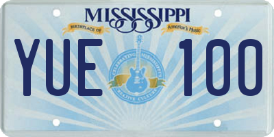 MS license plate YUE100