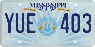 MS license plate YUE403