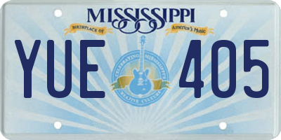 MS license plate YUE405