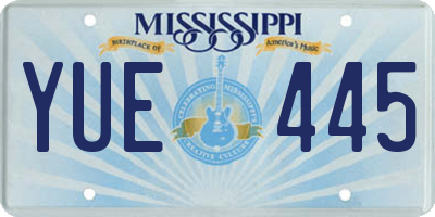 MS license plate YUE445