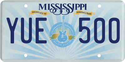 MS license plate YUE500