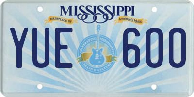 MS license plate YUE600