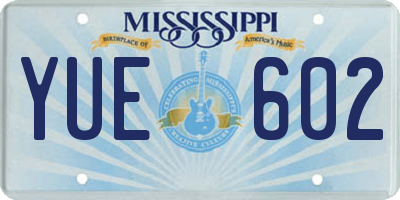 MS license plate YUE602