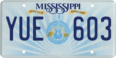 MS license plate YUE603