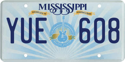 MS license plate YUE608