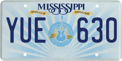 MS license plate YUE630