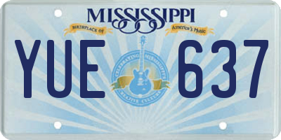 MS license plate YUE637