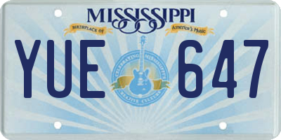 MS license plate YUE647