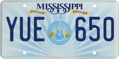 MS license plate YUE650