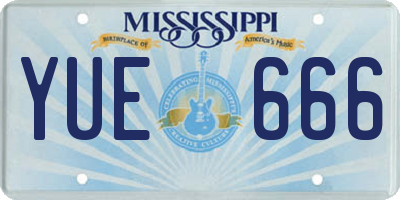 MS license plate YUE666