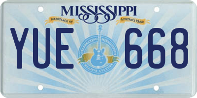 MS license plate YUE668