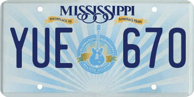 MS license plate YUE670